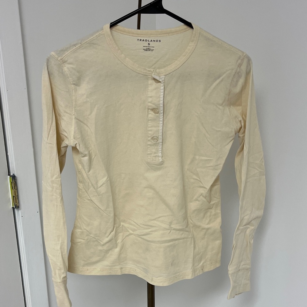 Tradlands Beige Long Sleeve Henley Shirt